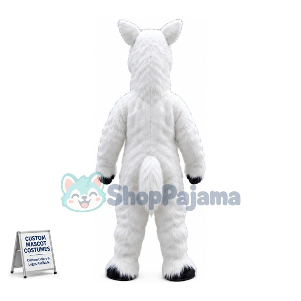 White Goat Long Fur Mascot Costume 
