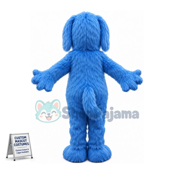 Blue Dog Long Fur Mascot Costume	