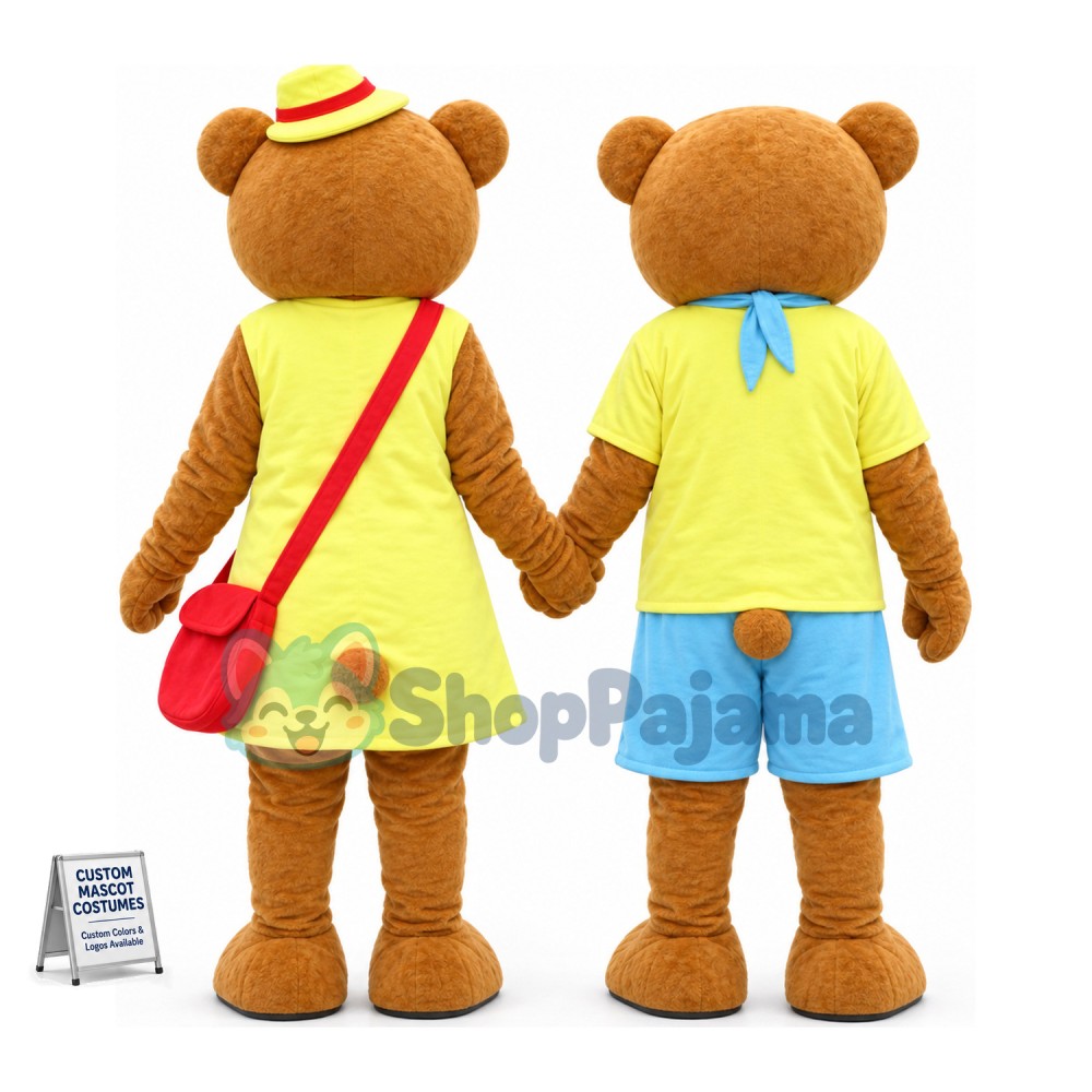 Holiday Teddy Bear Couple Mascot Costume	