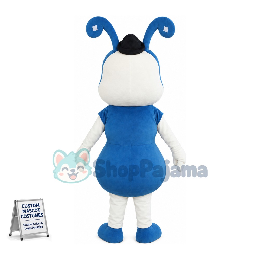 Cute Cartoon Blue Ant With Red Bow Tie Mascot Costume	