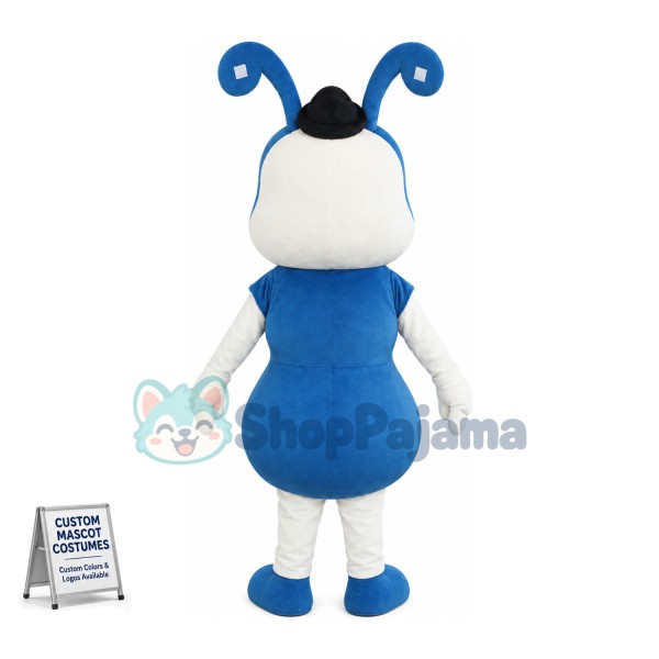 Cute Cartoon Blue Ant With Red Bow Tie Mascot Costume	
