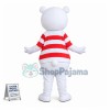 Adult Cartoon White Bear With Red Nose and Red Eyes Mascot Costume	