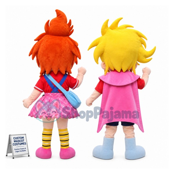 Stylish Orange Hair Girl and Yellow Hair Boy Mascot Costume