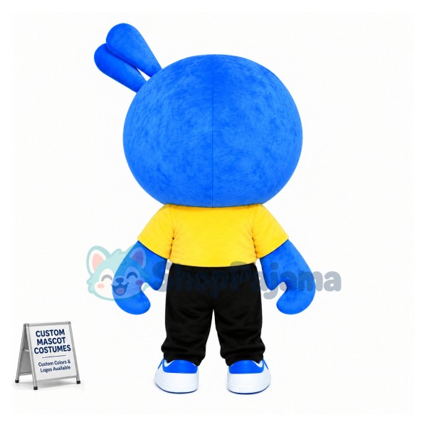 Blue Doll With Crab Claws And 2 Horns On the Head Mascot Cartoon Costume
