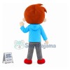 Yellow-haired Boy In Blue Sweater Mascot Costume