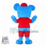 Lovely Cartoon Blue Bear With Square Face Mascot Costume
