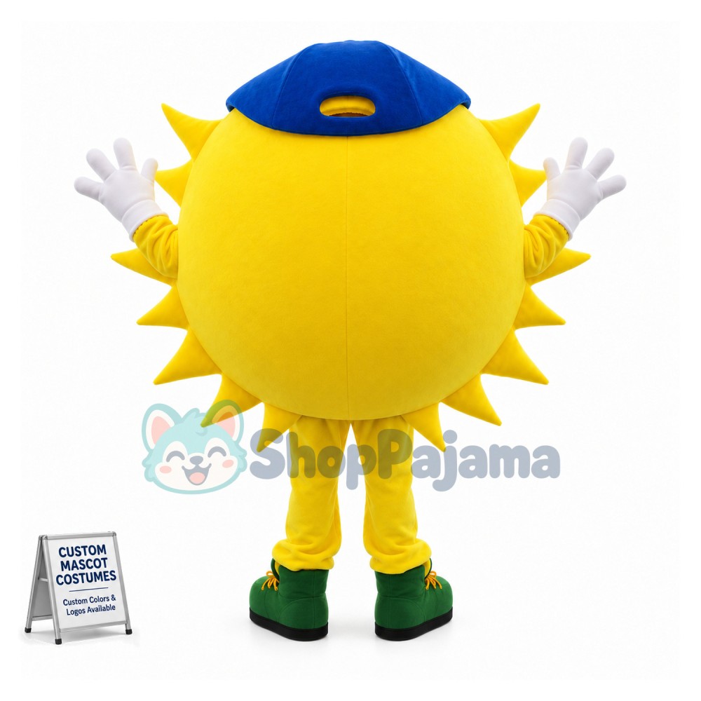 Cartoon Sun With Blue Hat Mascot Costume
