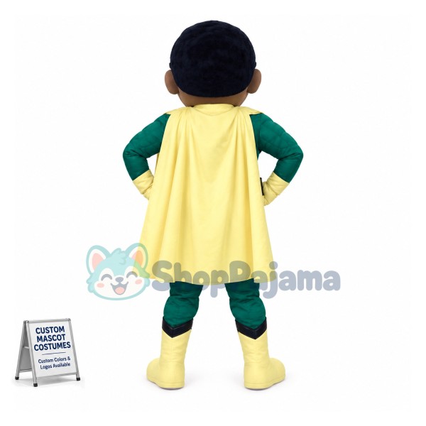 Cool Super Hero Black Boy Mascot Costume