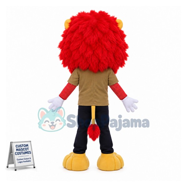 Red Haired Lion Man Cartoon Mascot Costume
