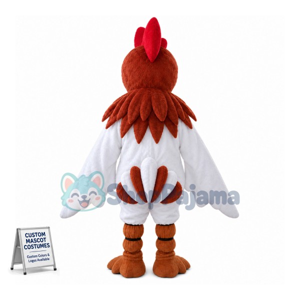 White Chicken With Brown Head Mascot Costume