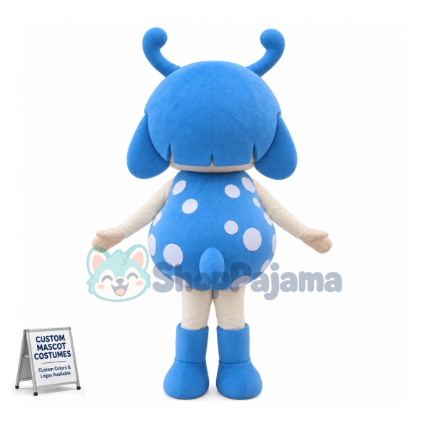 Cartoon Blue Ladybug Girl Mascot Costume