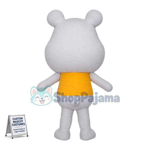 Clever Cartoon White Bear Mascot Costume 
