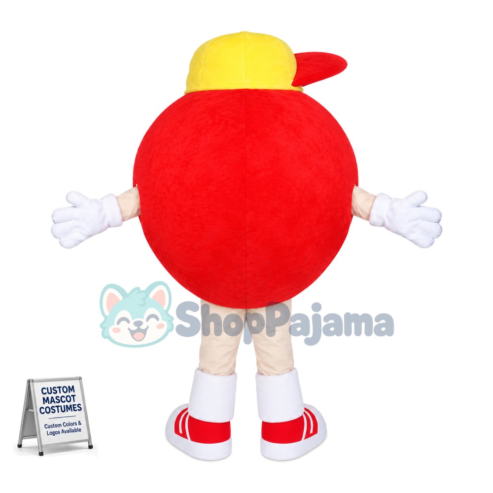 Deluxe Cartoon Red Apple With In Red Peaked Cap Mascot Costume