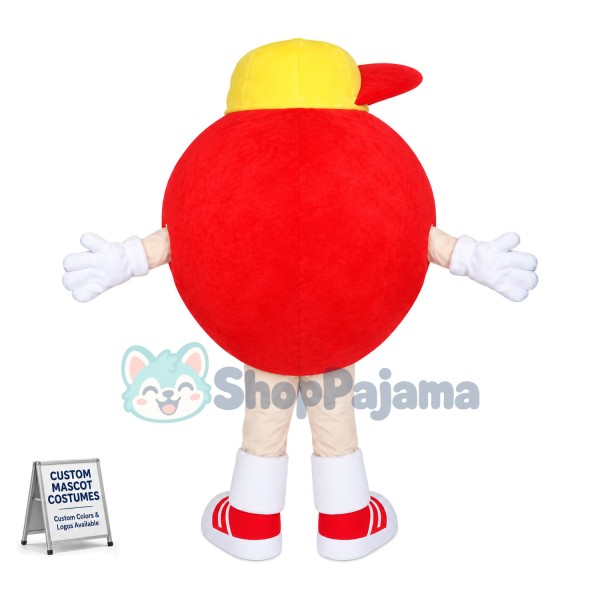 Deluxe Cartoon Red Apple With In Red Peaked Cap Mascot Costume