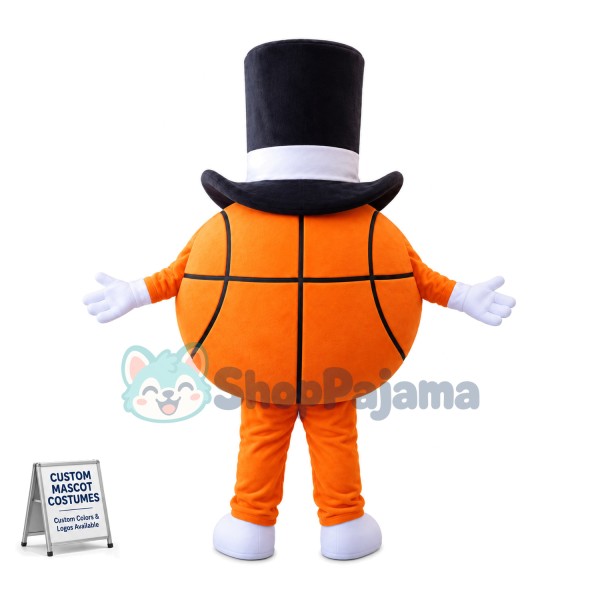Basketball In Top Hat Mascot Costume 