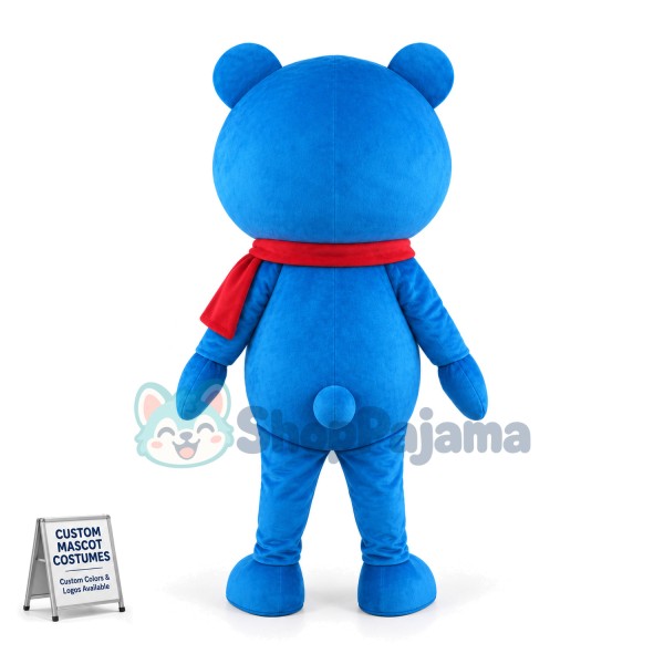 Blue Teddy Bear Cartoon Mascot Costume 