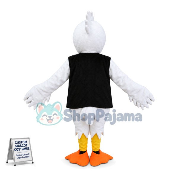 American White Ibis In Black Vest Mascot Costume	