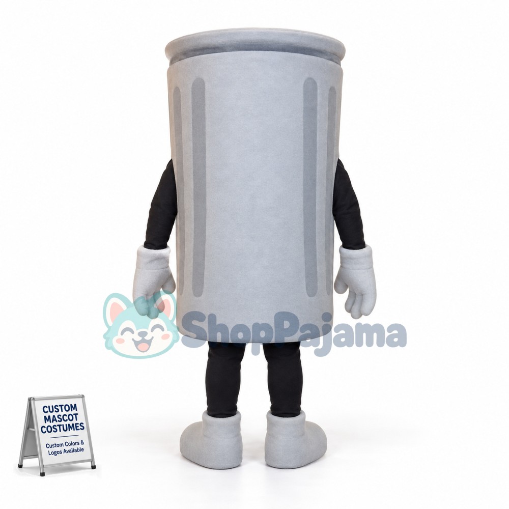 Lightweight Cartoon White Trash Can with Wheels Mascot Costume	