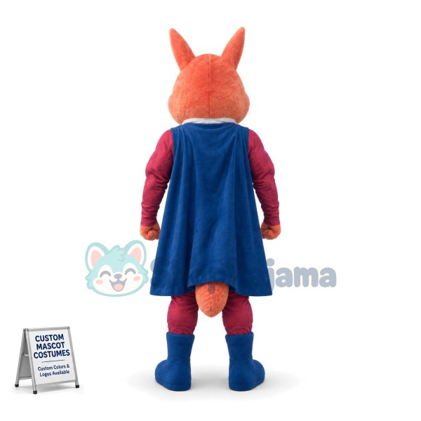 Super Hero Orange Wolf Mascot Costume	