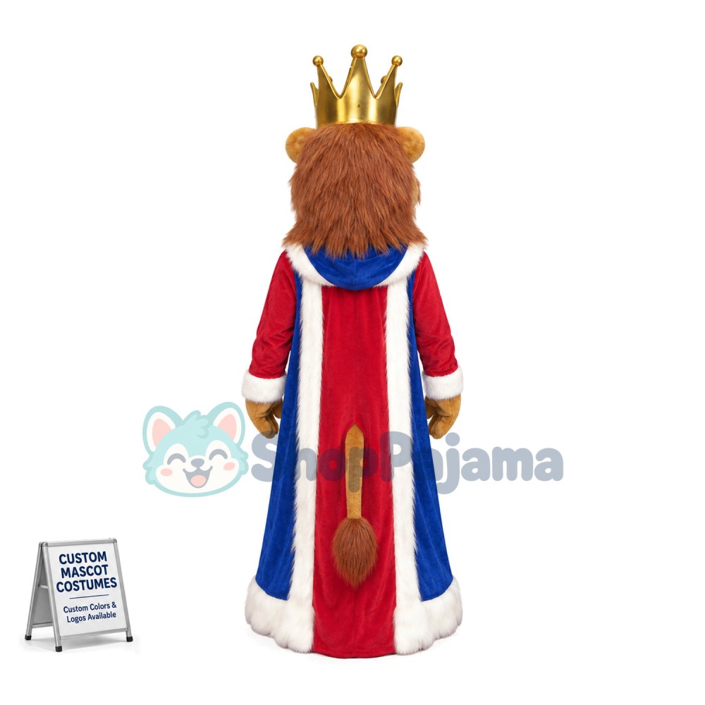 Wise King Lion In King Outfit Mascot Costume 