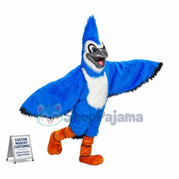 Happy American Blue Jay Mascot Adult Costume 