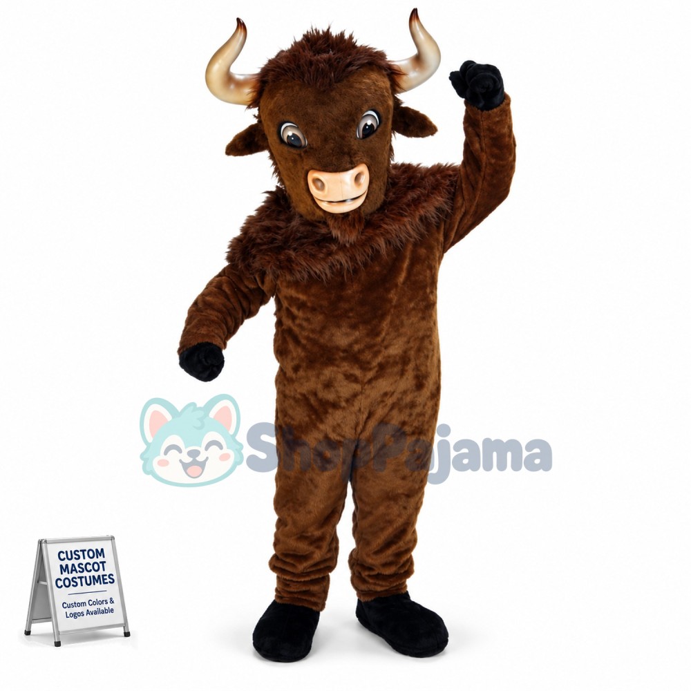 Brown Bison Mascot Adult Costume 