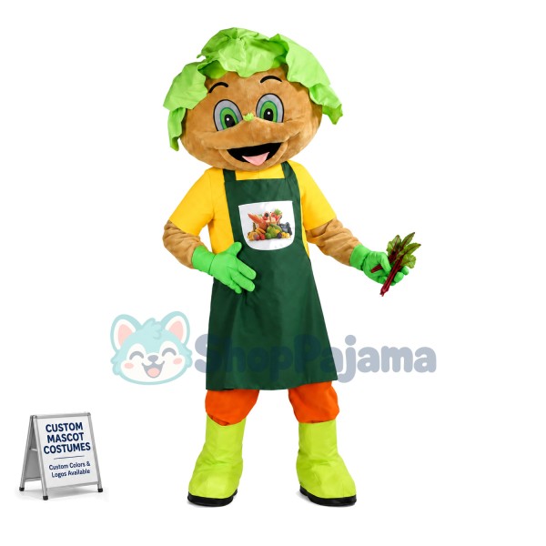 Lovely Gardener Lettuce Man Mascot Costume 