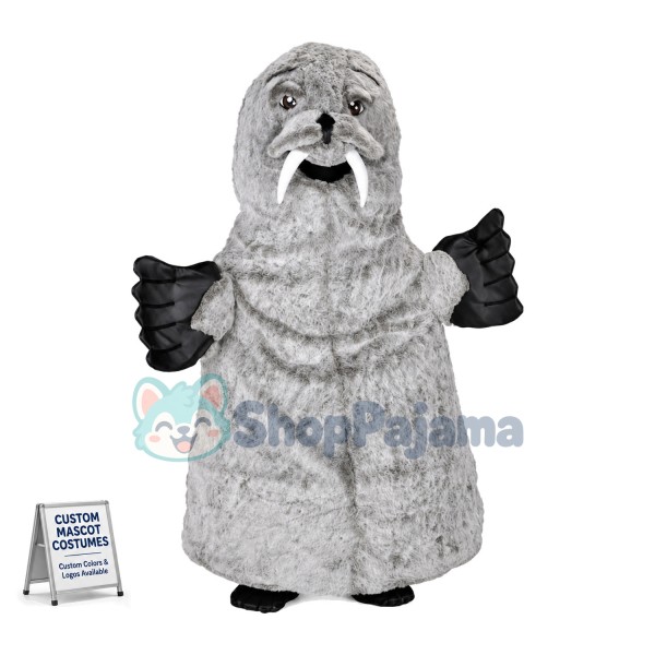 Grey Walrus Mascot Costume 
