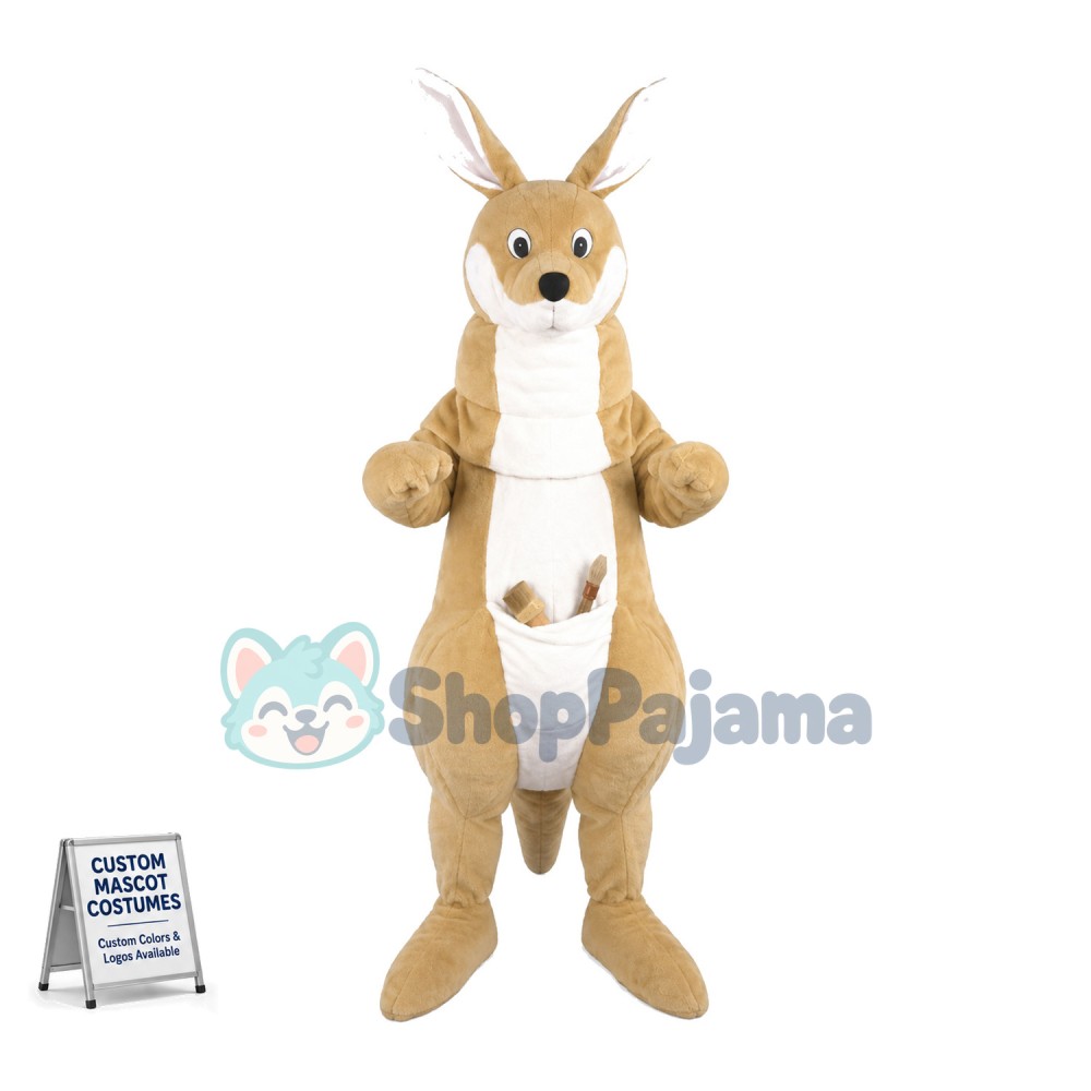 Beige Kangaroo Mascot Costume