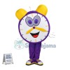 Cartoon Purple Twin Bell Alarm Clock Mascot Adult Costume