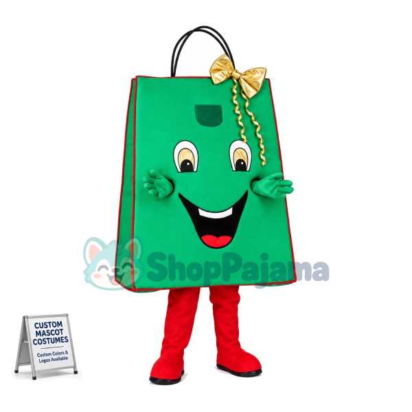Deluxe Cartoon Green Gift Bag With Bow Mascot Costume 