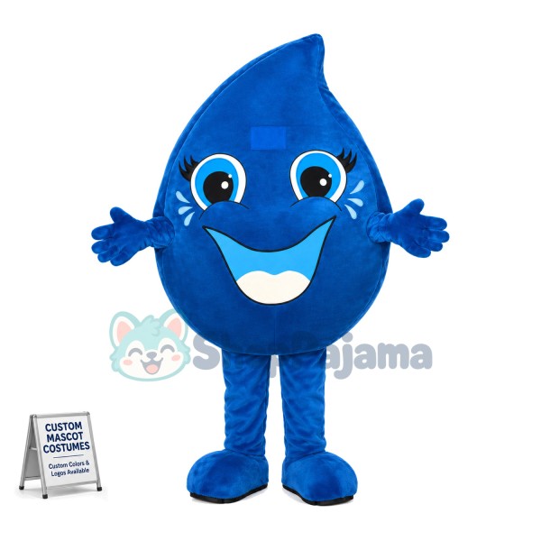 Deluxe Cartoon Blue Water Drop Mascot Costume 