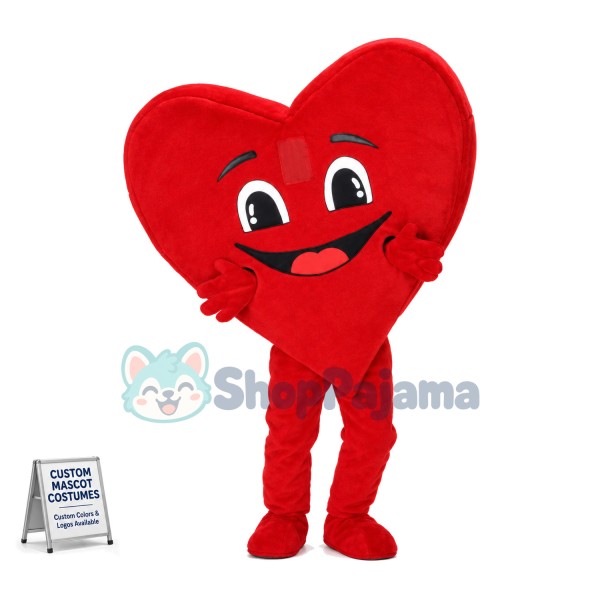 Deluxe Cartoon Red Heart Mascot Adult Costume