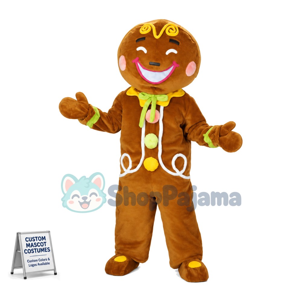 Adult Size Gingerbread Man Mascot Costume 