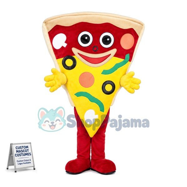 Deluxe Cartoon Pizza Slice Mascot Costume