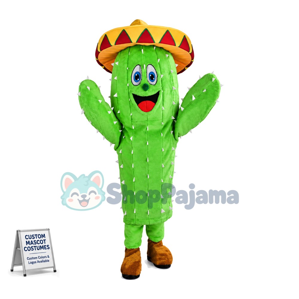 Adult Cartoon Mexican Cactus Mascot Costume 