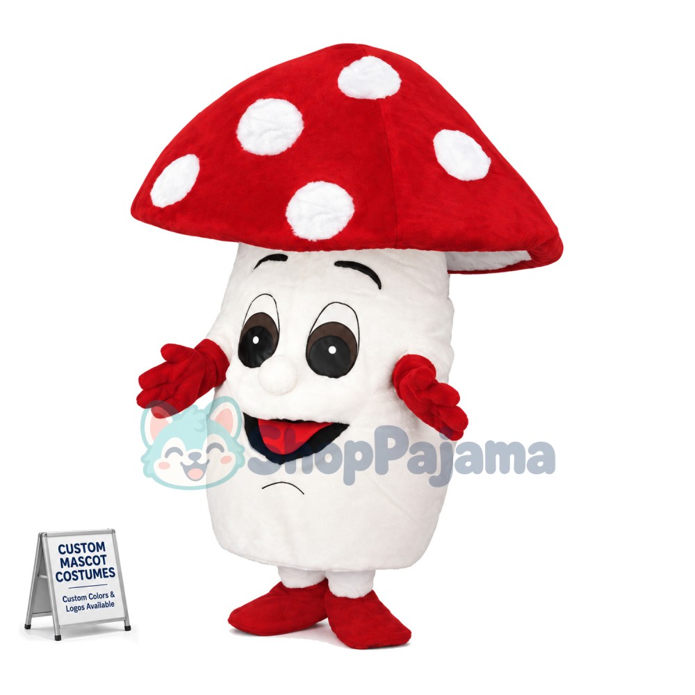 Adult Cartoon Red Mushroom Mascot Costume	