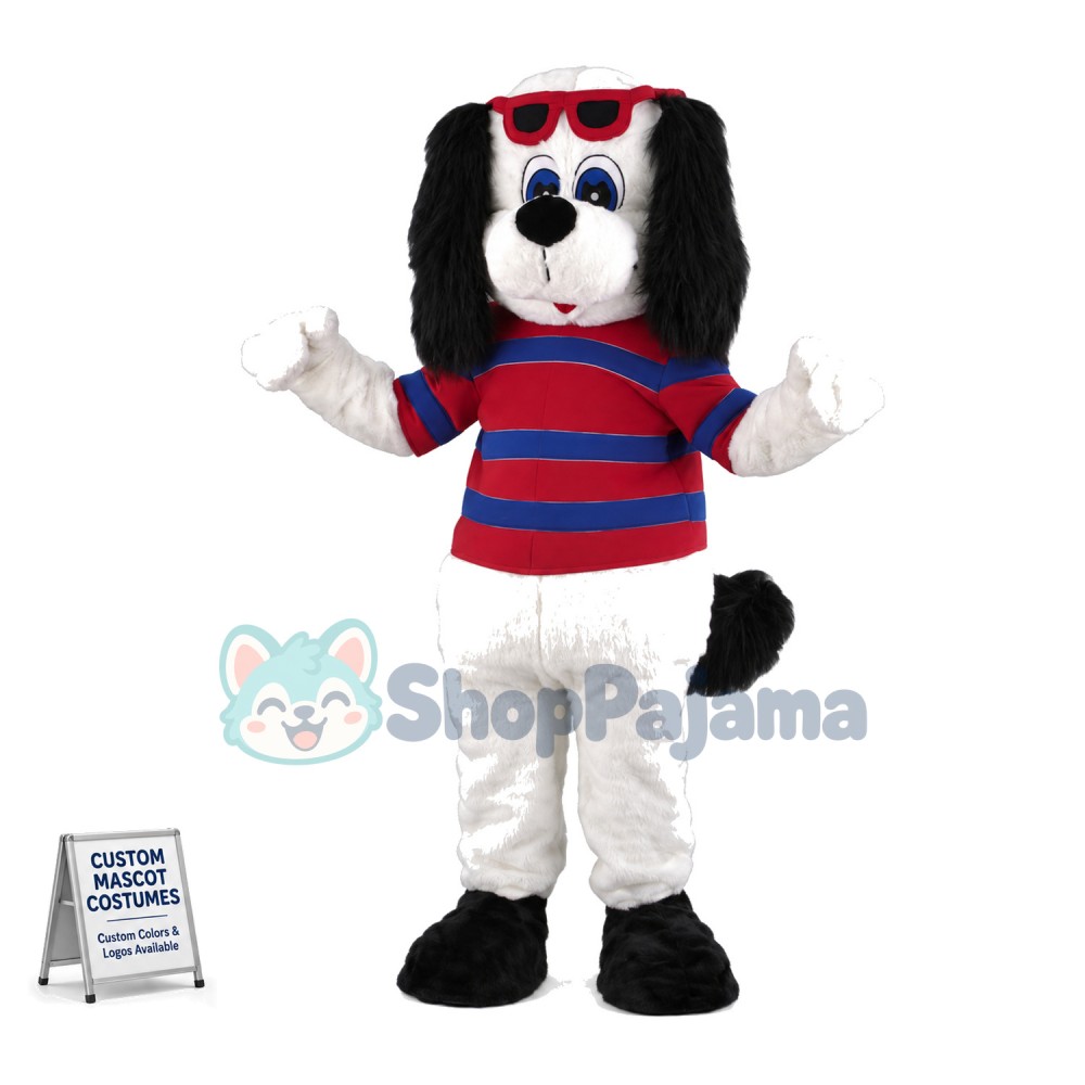Cute White Dog Mascot Costume Fancy Dress Outfit