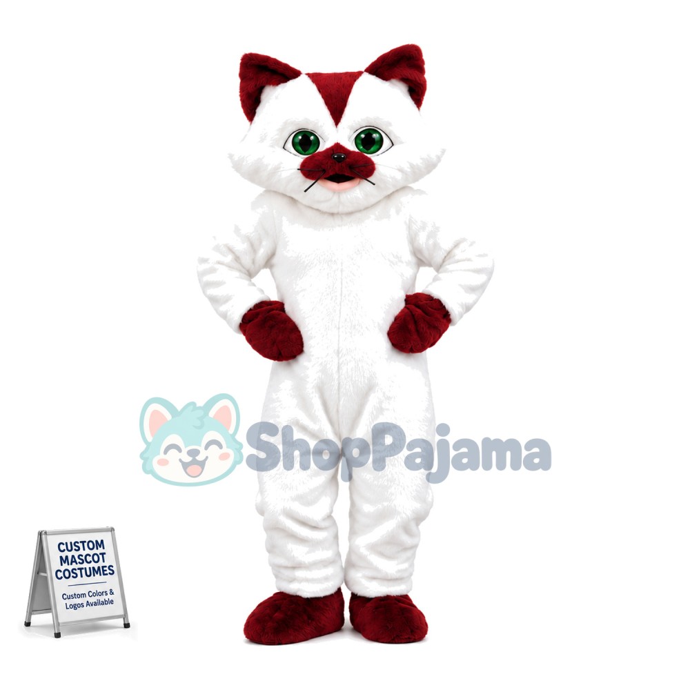 White Cat Mascot Costume 