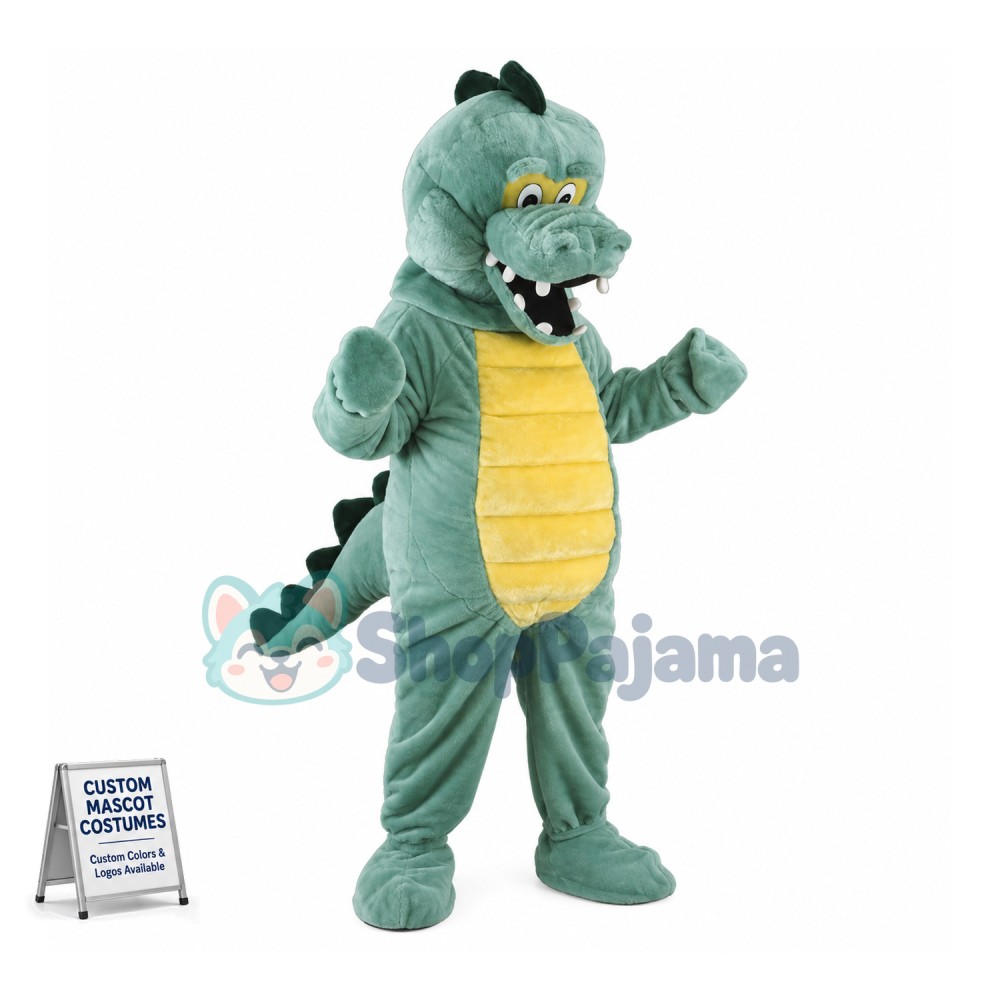 Fierce Green Alligator Mascot Adult Costume 