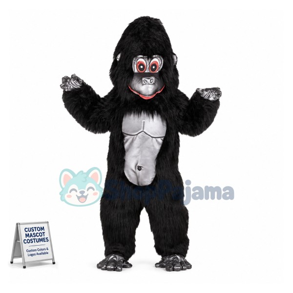 Black Gorilla Long Fur Mascot Adult Costume