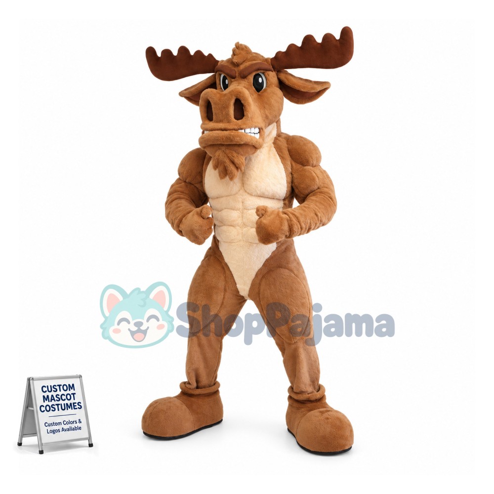 Fierce Power Brown Moose Academy Mascot Costume 