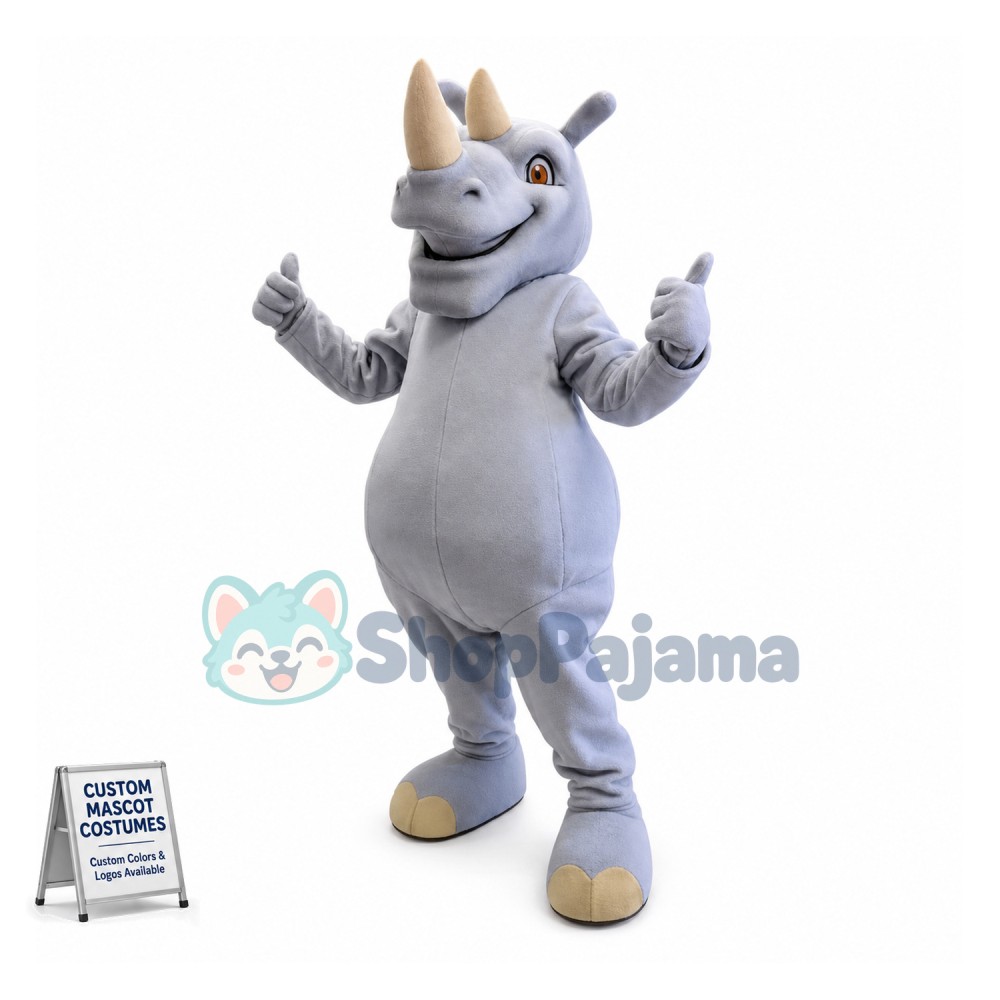 Ice Hockey Grey Rhino Mascot Costume 