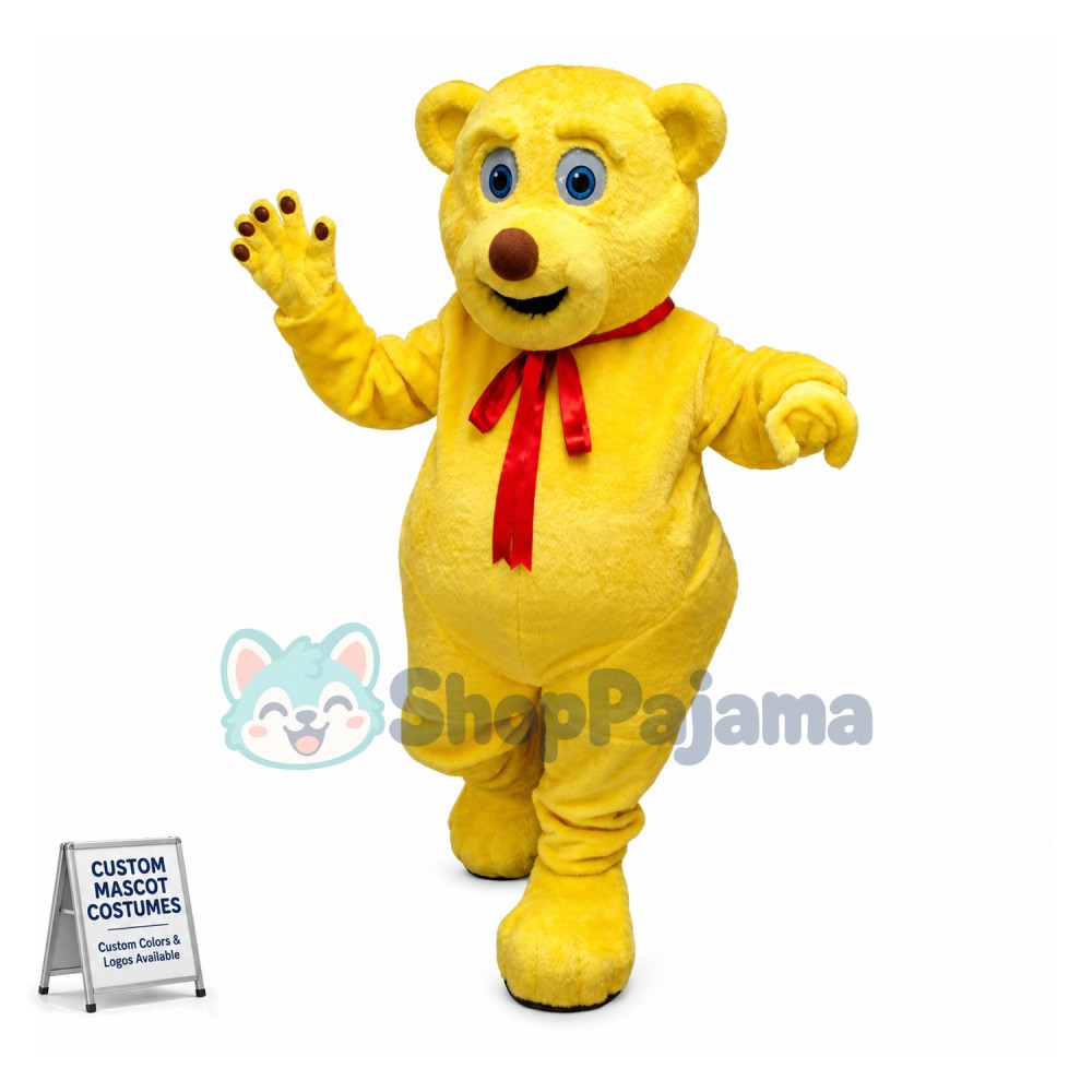 Adorable Yellow Bear Mascot Costume For Holiday Party