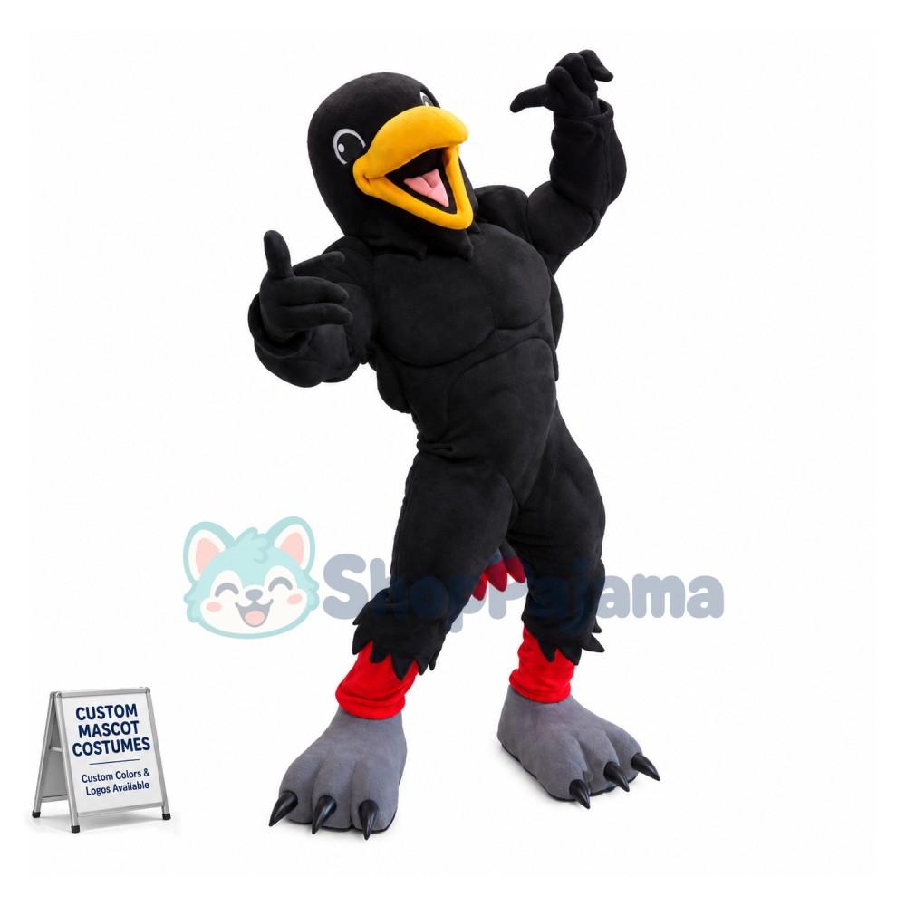 Power Black Raven Mascot Costume 