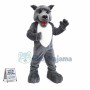 Happy Grey Adult Wolfhound School Mascot Costume 