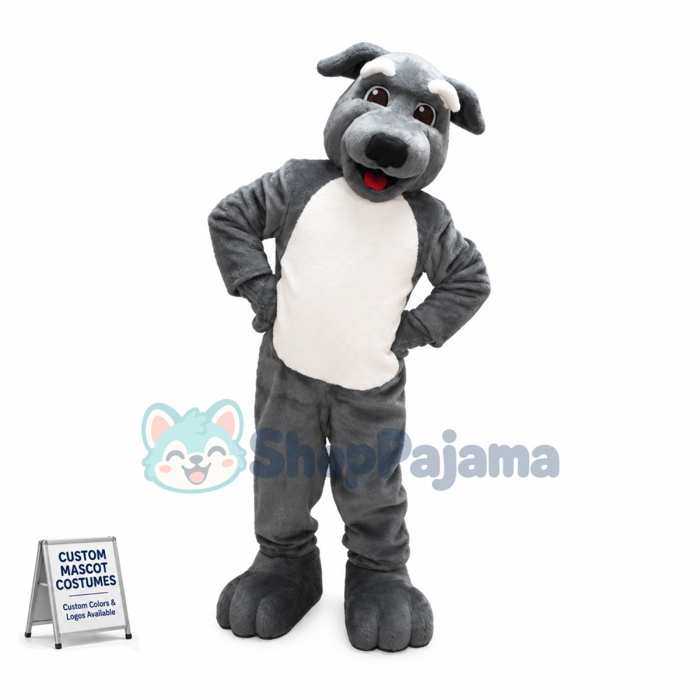 Lovely Grey Wolfhound Pup School Mascot Costume 