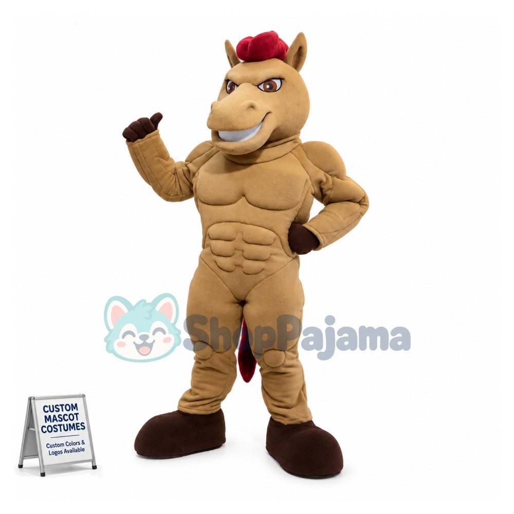 Power Light Brown Mustang High School Mascot Costume 
