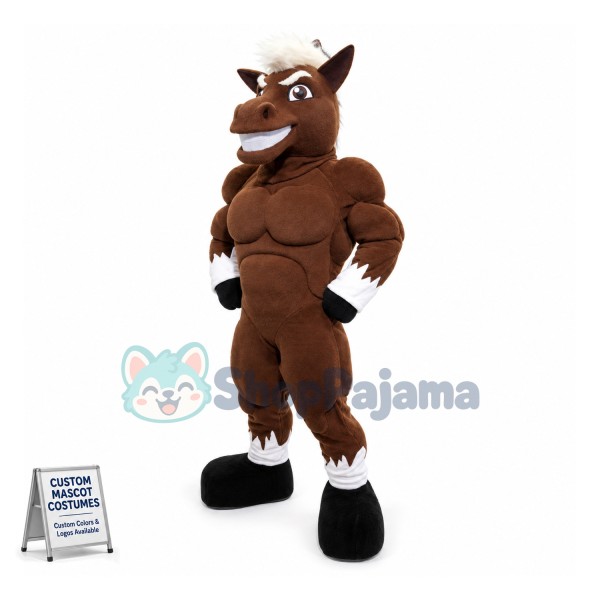 Power Brown Mustang Mascot Costume 