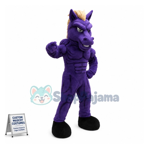 University Power Purple Mustang Mascot Costume 